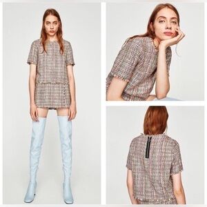 Zara Tweed Skort Set 2 pieces blouse and skirt skirt xs